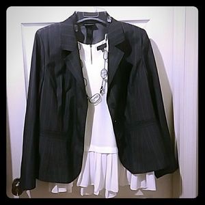 LANE BRYANT Gray Pinstripe Blazer with free blouse